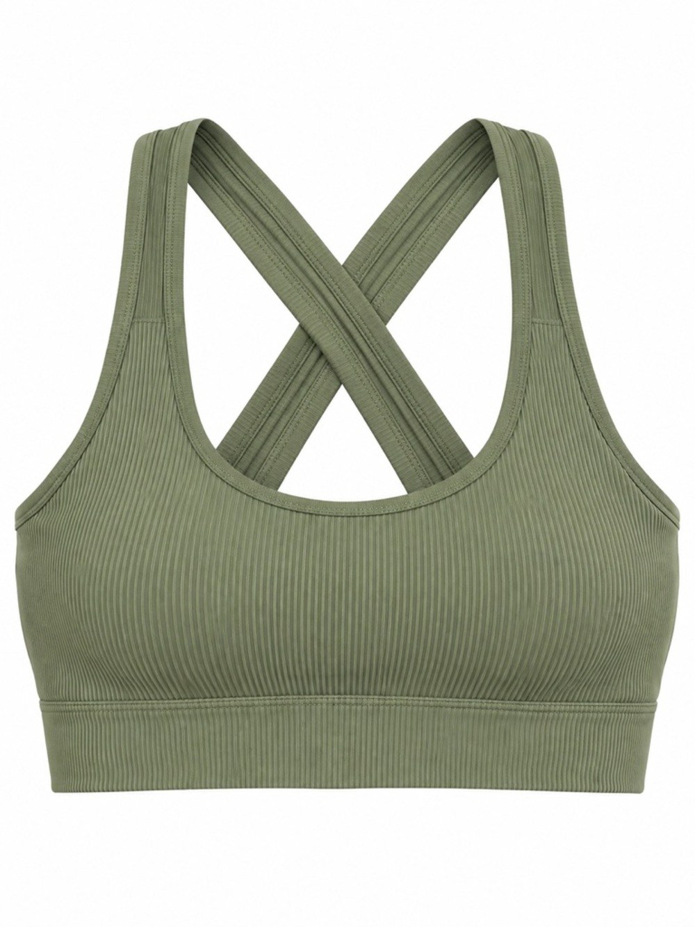 New - Athleta Ribbed Aurora Scoop D-DD Sports Bra in Olive Green | Size Small